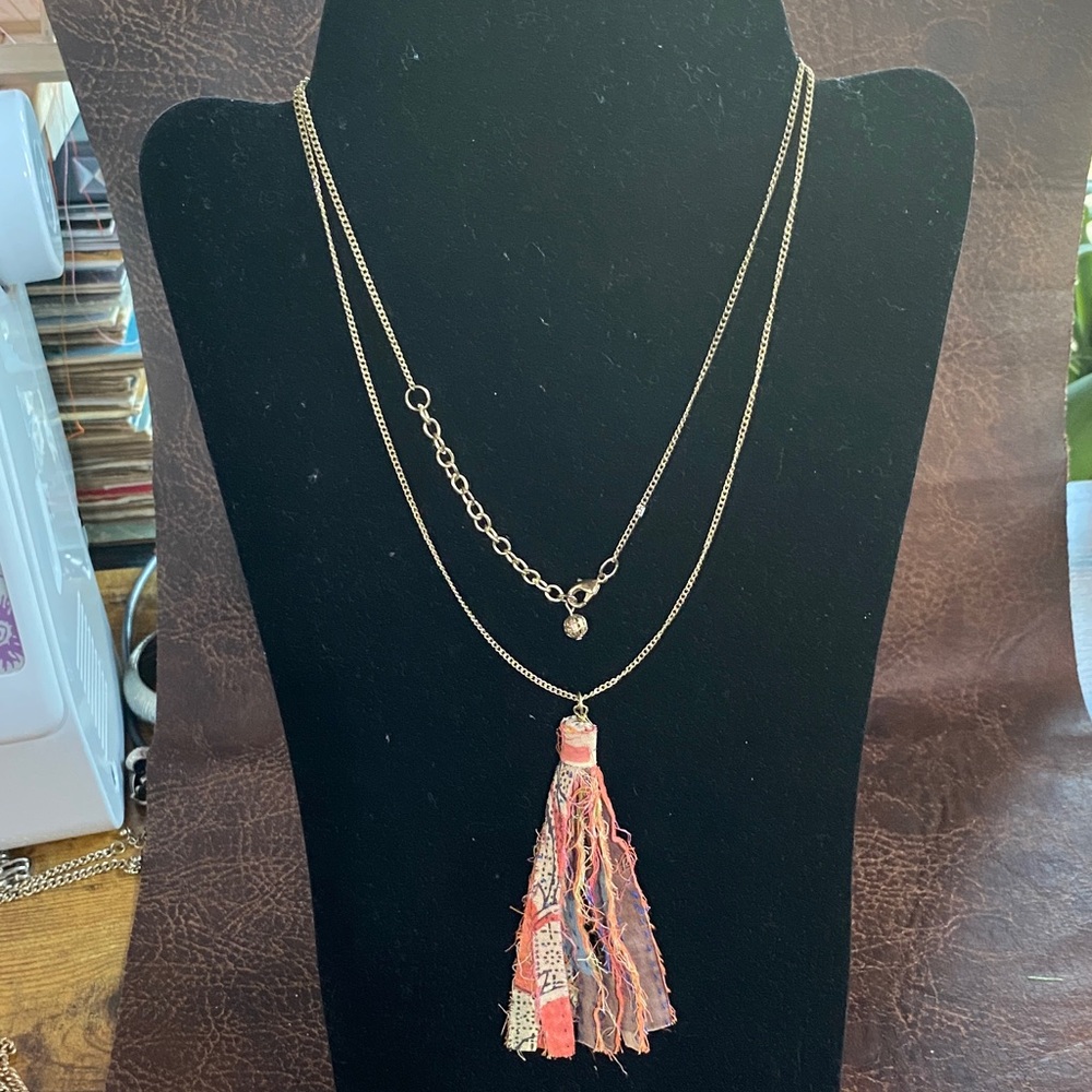 Gold Layered Necklace with Tassel Pendant